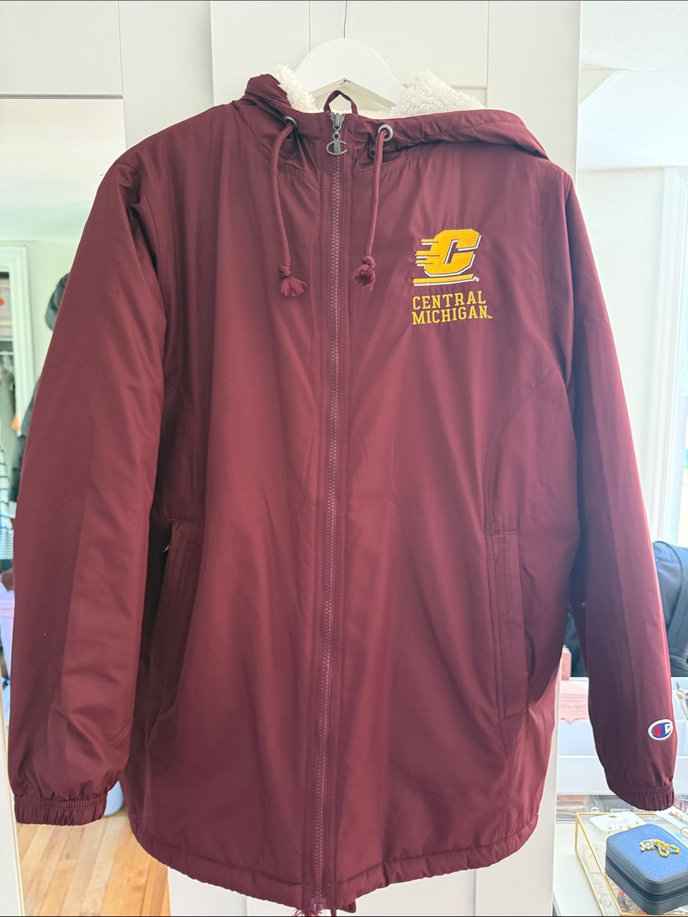 Champion Maroon Central Michigan Hooded Windbreaker